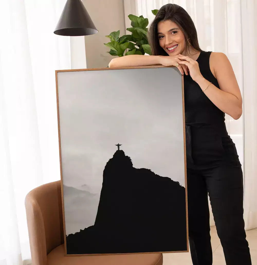 Quadro Decorativo Corcovado Fotografia Preto e Branco · foto 2