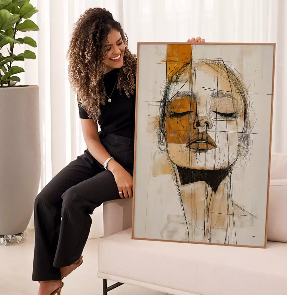 Quadro Decorativo Pintura Abstrata Scketch Rosto Feminino · foto 5