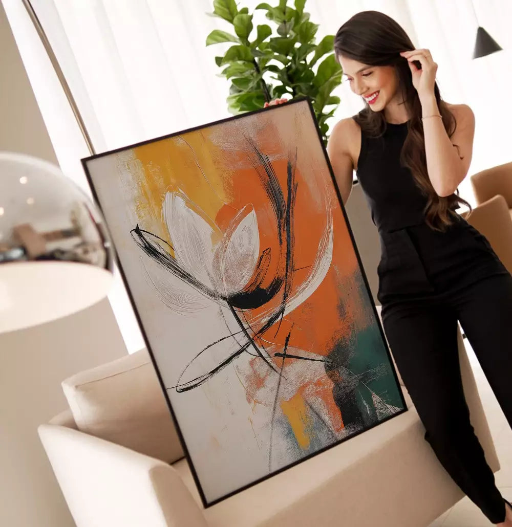 Quadro Decorativo Pintura Flor Abstrata Fundo em Cores · foto 3