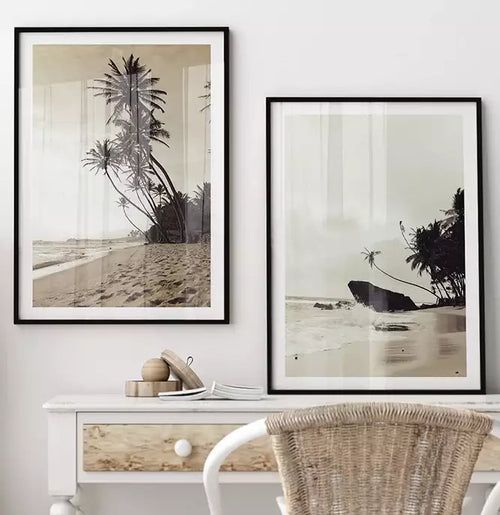 Kit Quadro Decorativo A Beira da Praia Fotografia em Tons Sépia