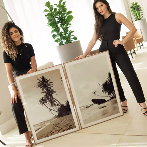 Kit Quadro Decorativo A Beira da Praia Fotografia em Tons Sépia