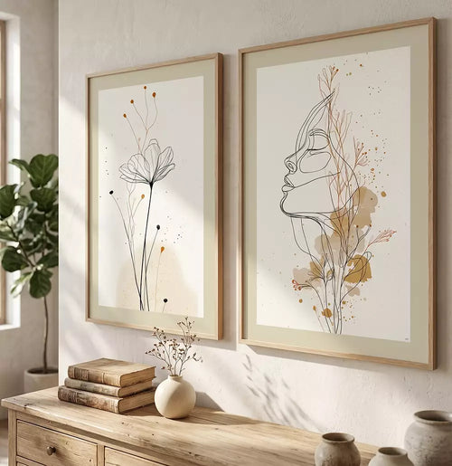 Kit Quadro Decorativo A Mulher que Nasce da Flor