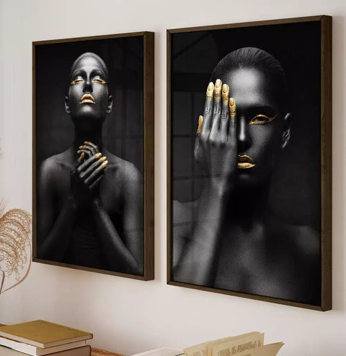 Kit Quadro Decorativo A Oração - Pintura Black & Gold