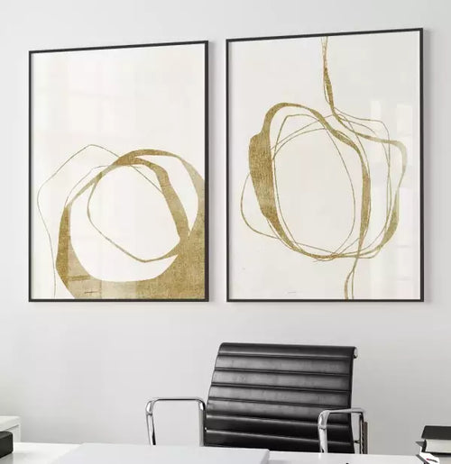Kit Quadro Decorativo Abstract Beige Lines