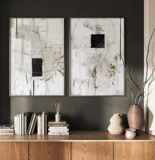 Kit Quadro Decorativo Abstrato Linhas Finas