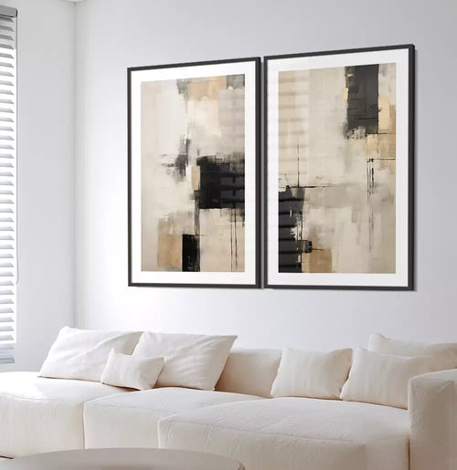 Kit Quadro Decorativo Abstrato Pintura Quadros Black & Gold