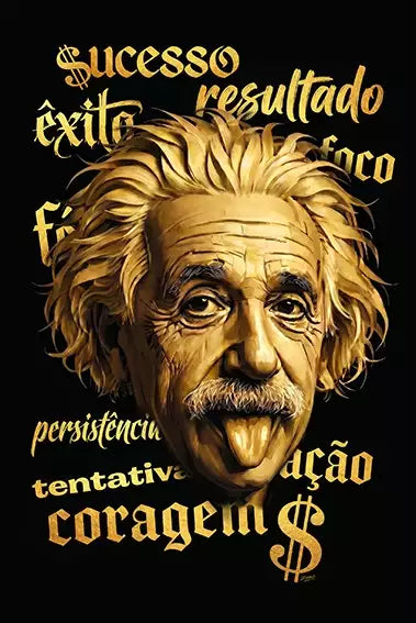 Kit Quadro Decorativo Albert Einstein Frase Insanidade · arte da peça 1 de 2