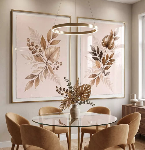 Duo Quadro Decorativo As Flores Desenhadas em Sépia
