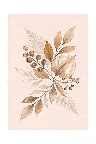 Duo Quadro Decorativo As Flores Desenhadas em Sépia · arte da peça 1 de 2