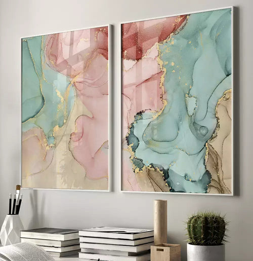 Kit Quadro Decorativo Blend Pastel Color With Gold - Coleção Color Prime