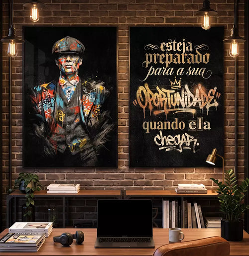 Kit Quadro Decorativo Bussiness Man Frase Esteja Preparado Thomas Shelby