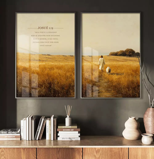 Duo Quadro Decorativo O Pastor e a Ovelha Josué 1-9