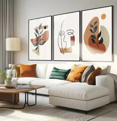 Trio Quadro Decorativo The Flowers Shapes & Face - Scandinavian Collection