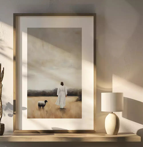 Quadro Decorativo A Ovelha e Seu Pastor