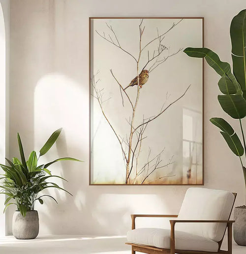 Quadro Decorativo Coleção Old Nature - Pássaro em Galho Seco