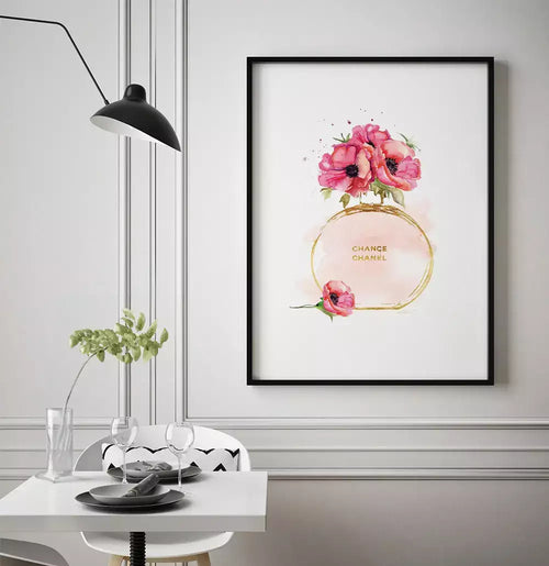 Quadro Decorativo Desenho Change Chanel Perfume Floral