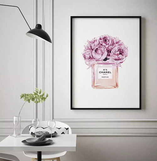 Quadro Decorativo Desenho Perfume Coco Chanel N5 Floral