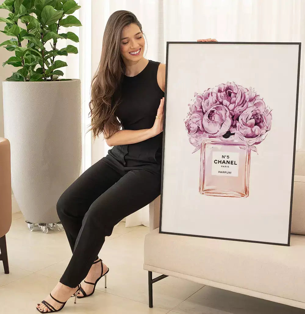 Quadro Decorativo Desenho Perfume Coco Chanel N5 Floral · foto 6