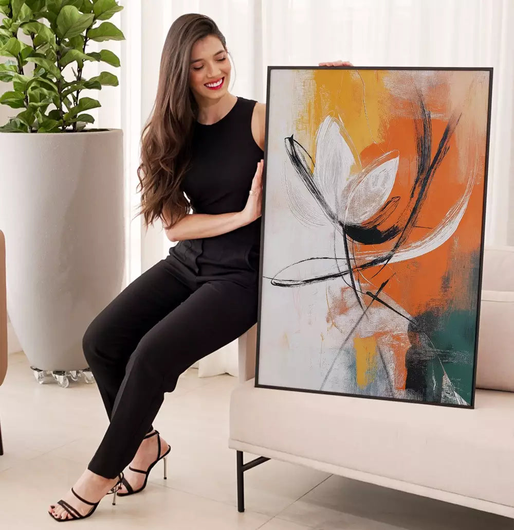 Quadro Decorativo Pintura Flor Abstrata Fundo em Cores · foto 4